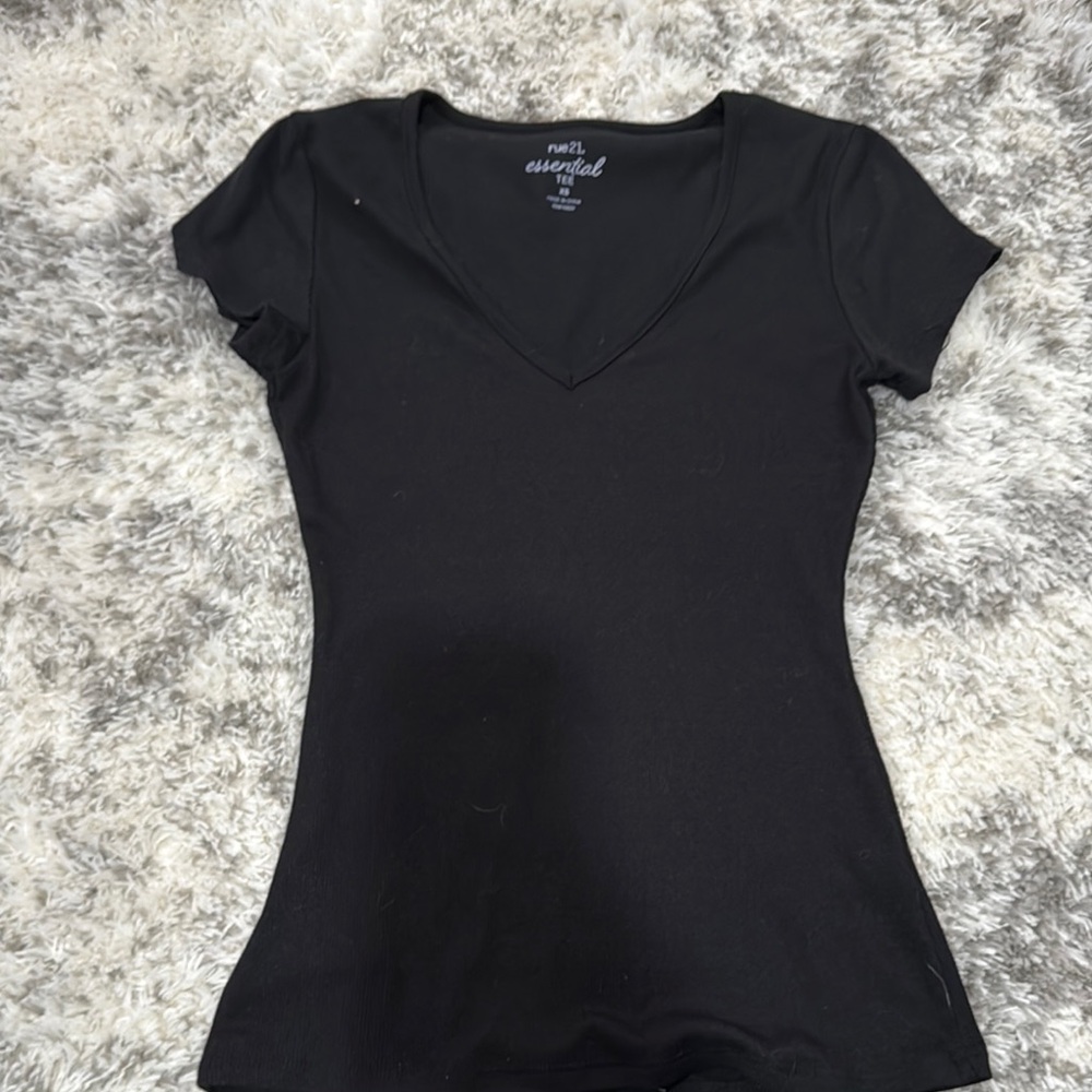 Essentials Black V-Neck Women's Top